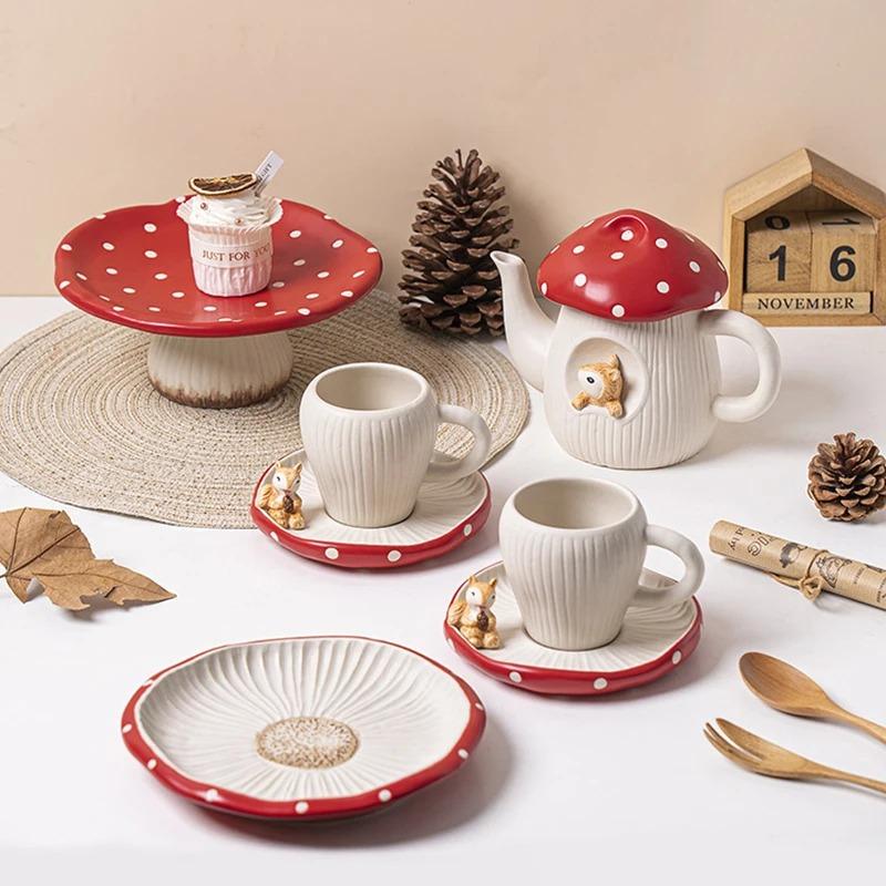 Creative Cute Mushroom Ceramic Coffee Cupcake Plate Kettle Tableware Home Cartoon Mushroom Tea Set Mug Plate Kitchen Utensils 301-400ml
Creative Cute Mushroom Ceramic Coffee Cupcake Plate Kettle Tableware Home Cartoon Mushroom Tea Set Mug Plate Kitchen Utensils 301-400ml