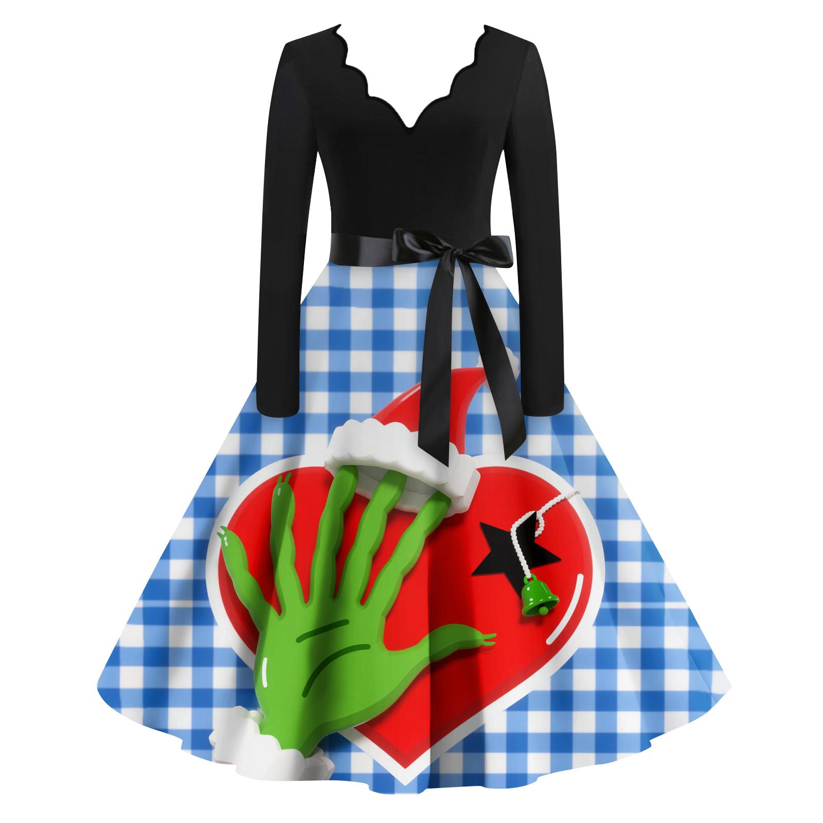 Ladies Fashionable Retro Long Sleeved Square Neck Christmas Printed Evening Dress Dress XL
Ladies Fashionable Retro Long Sleeved Square Neck Christmas Printed Evening Dress Dress XL