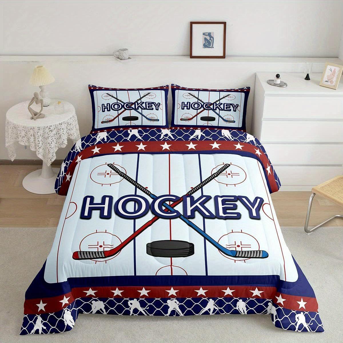 2/3Pcs Ice Hockey Player Comforter Set, Hockey Pucks Field Quilted Bedding With Pillowcases, Twin Full Queen Size For Christmas EU Twin(135x200cm)
2/3Pcs Ice Hockey Player Comforter Set, Hockey Pucks Field Quilted Bedding With Pillowcases, Twin Full Queen Size For Christmas EU Twin(135x200cm)