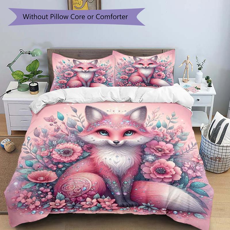3pcs Fox & Pink Flower Bedding Set - Includes Quilt Cover and Pillowcases, Suitable for All Seasons, Machine Washable - Ideal Gift for Famil 135cm*200cm
3pcs Fox & Pink Flower Bedding Set - Includes Quilt Cover and Pillowcases, Suitable for All Seasons, Machine Washable - Ideal Gift for Famil 135cm*200cm