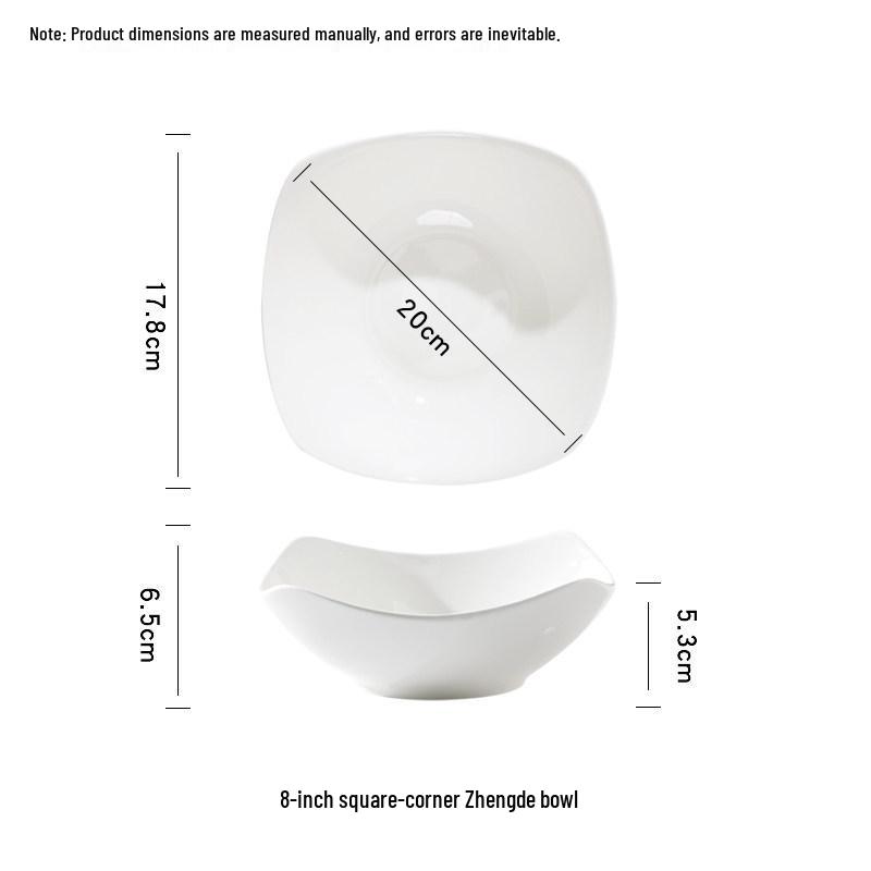Microwaveable Pure White Ceramic Plate Set: Includes 4/6 Upturned Corner Bowls for Fruits, Soups, and Cold Dishes. 8-inch four-corner bowl set of 4
Microwaveable Pure White Ceramic Plate Set: Includes 4/6 Upturned Corner Bowls for Fruits, Soups, and Cold Dishes. 8-inch four-corner bowl set of 4