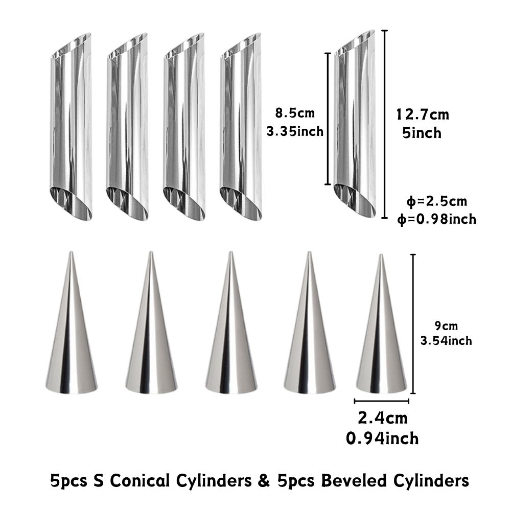 10pcs Stainless Steel Croissant Mold S/M/L Conical & Beveled Cylinders Dough Roll Brioche Kitchen Baking Supplies YMY
10pcs Stainless Steel Croissant Mold S/M/L Conical & Beveled Cylinders Dough Roll Brioche Kitchen Baking Supplies YMY