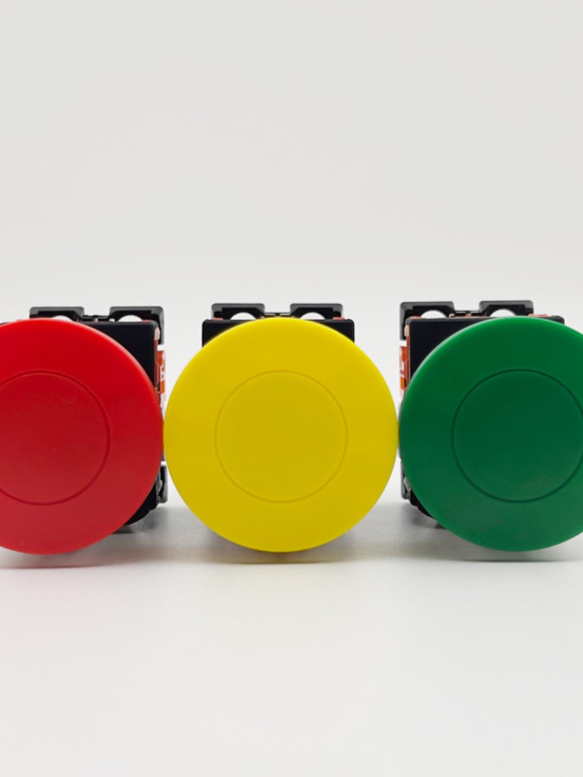 AR22 Series Button Switch: AR22M5R-11R, AR22M0R-10R, AR22MOR-11G/20Y/W - Red, Green AR22M0R-01 (1 Normally Closed)
AR22 Series Button Switch: AR22M5R-11R, AR22M0R-10R, AR22MOR-11G/20Y/W - Red, Green AR22M0R-01 (1 Normally Closed)