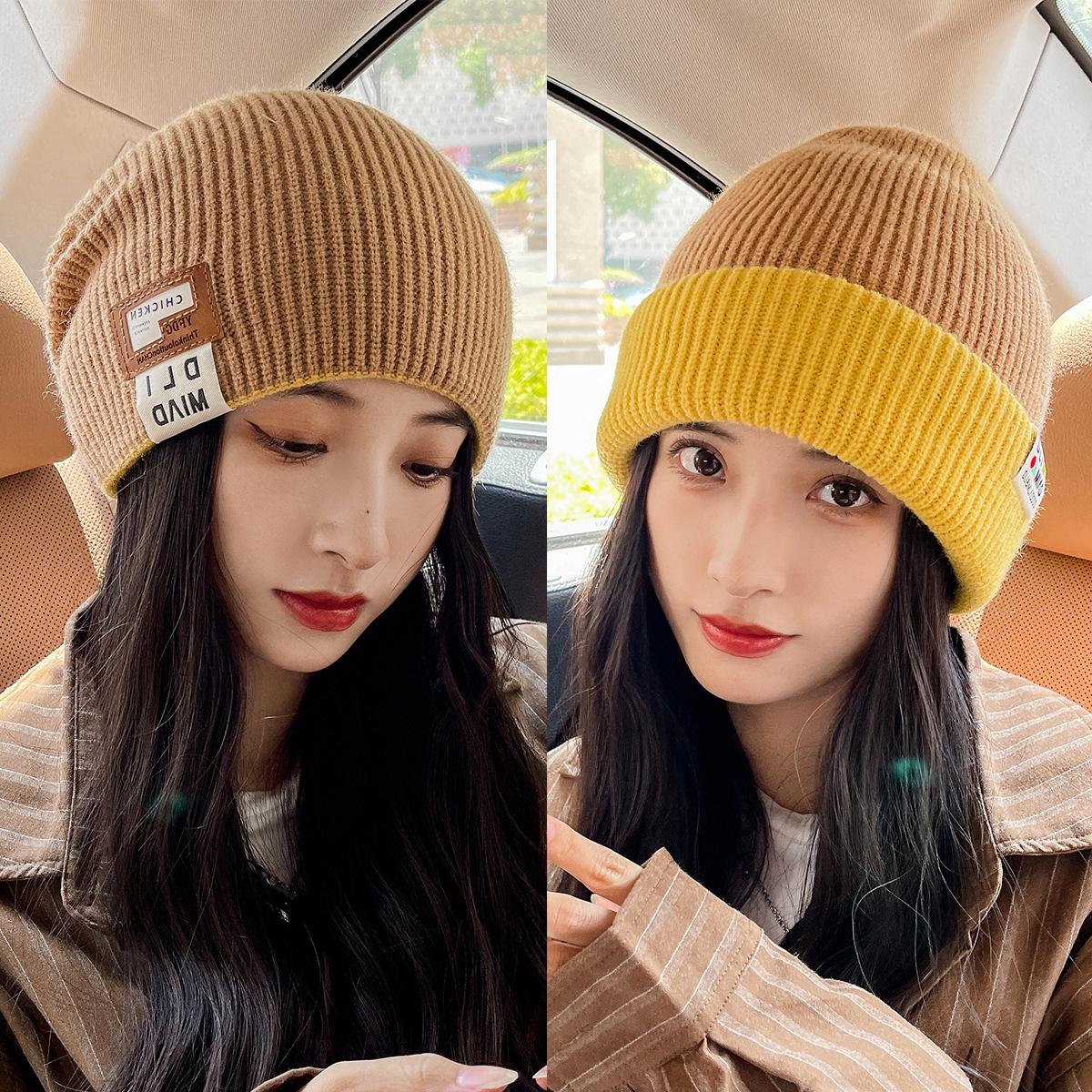 Вязаная шерстяная шапка женская холодная шапка зимняя шапка мужская осенне-зимняя шапка-дыня из меха однотонная универсальная шапка-юппи тренд One Size