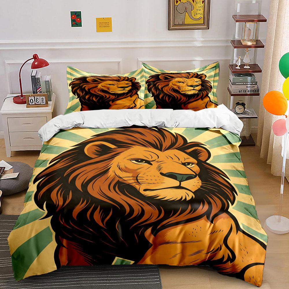 Lion with striped background. Bedding sets Duvet cover sets Duvet covers Pillowcases(1 * Duvet Cover 2 * Pillowcases, without duvet insert) 135x200cm
Lion with striped background. Bedding sets Duvet cover sets Duvet covers Pillowcases(1 * Duvet Cover 2 * Pillowcases, without duvet insert) 135x200cm