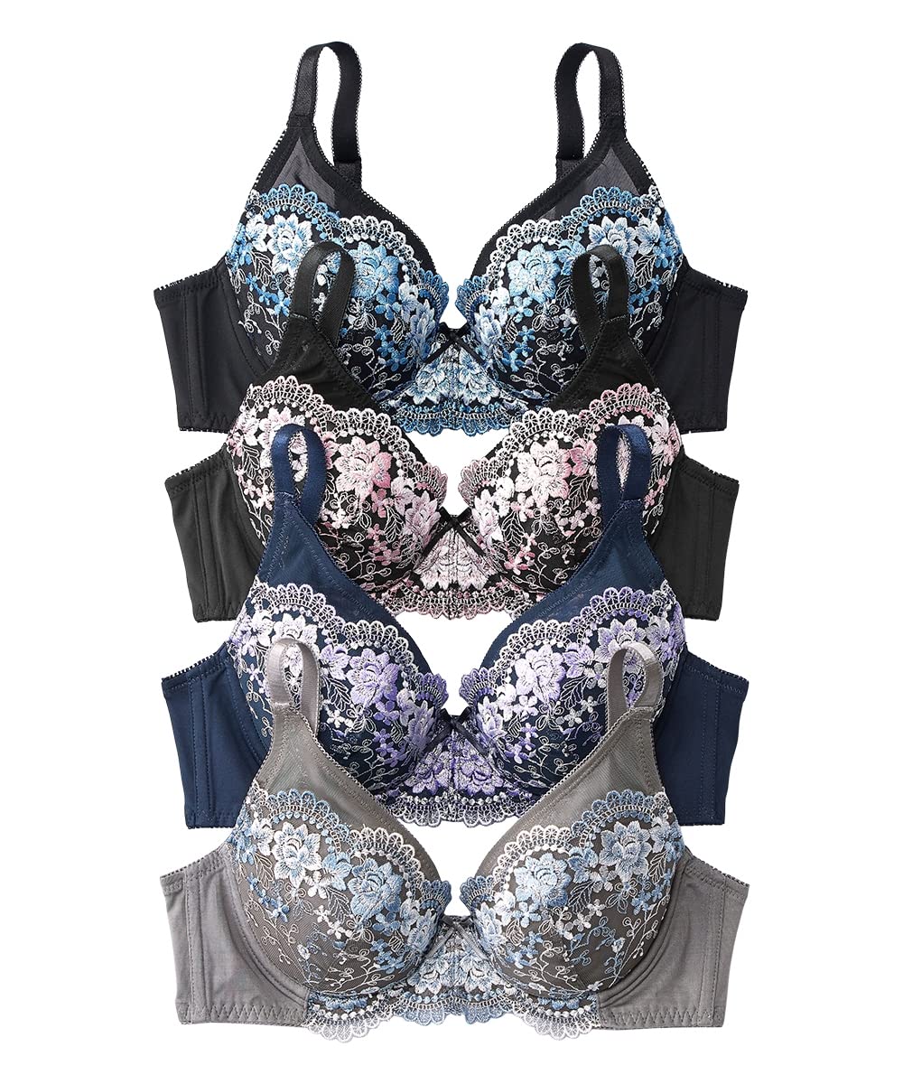 Nissen Бюстгальтеры с цветочной вышивкой, полная чашка D70, 4 штуки (Темный цвет),
Nissen Бюстгальтеры с цветочной вышивкой, полная чашка D70, 4 штуки (Темный цвет),