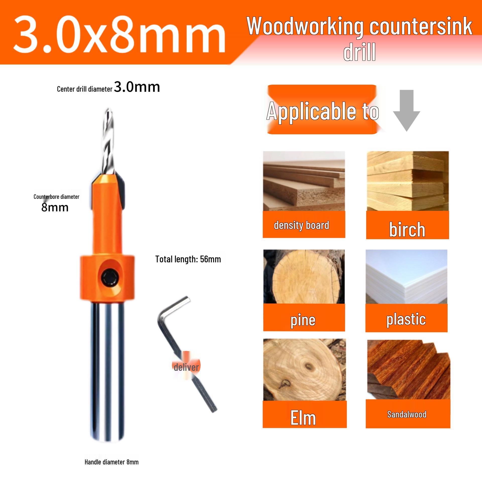 High-Speed Steel Woodworking Countersink Drill Bit for Wood Screws, Hole Opening, and Step Drilling
High-Speed Steel Woodworking Countersink Drill Bit for Wood Screws, Hole Opening, and Step Drilling