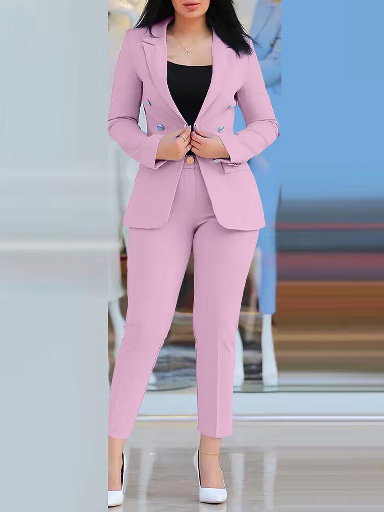 Solid Color Slim Fit Double-Breasted Women s Suit Set - Casual Two-Piece Professional Wear Large рожевий
Solid Color Slim Fit Double-Breasted Women s Suit Set - Casual Two-Piece Professional Wear Large рожевий