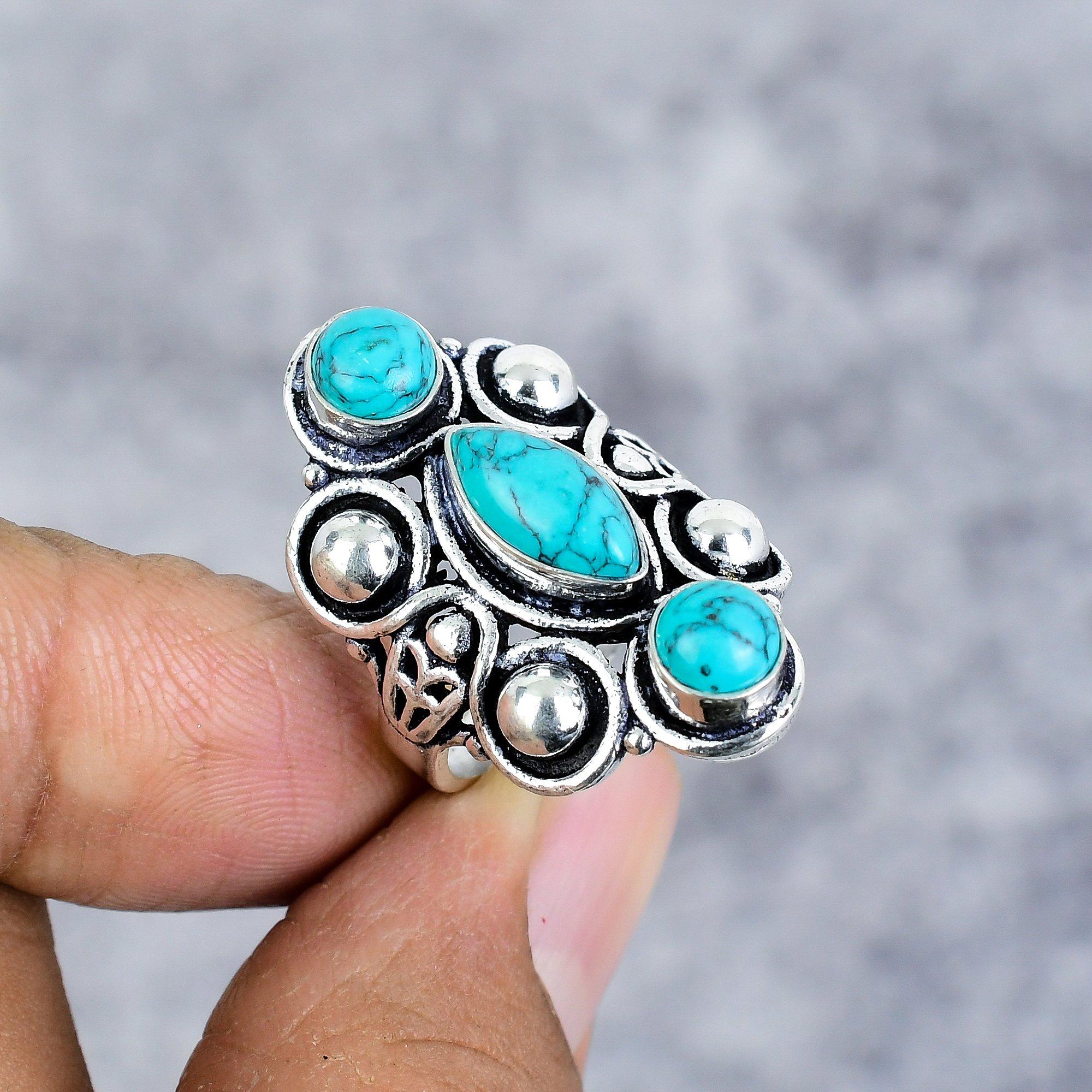 Santa Rosa Turquoise Gemstone 925 Sterling Silver Jewelry Ring Size 6.5 M-2664
Santa Rosa Turquoise Gemstone 925 Sterling Silver Jewelry Ring Size 6.5 M-2664