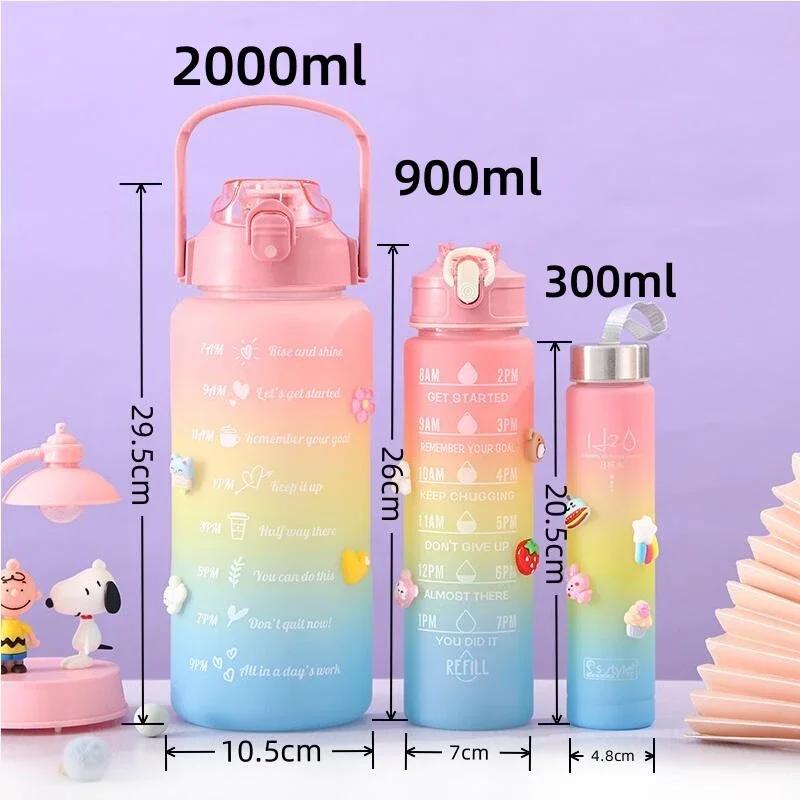 Three piece set Fitness Tie Dye Assorted Motivational Water Bottles Kit Drinking 2 Liters 900ml 300ml
Three piece set Fitness Tie Dye Assorted Motivational Water Bottles Kit Drinking 2 Liters 900ml 300ml