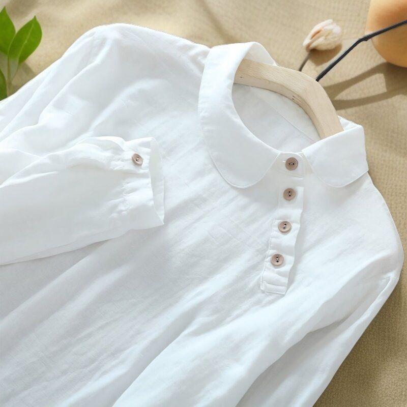 women s New Chinese Peter Pan Collar Long Sleeve Cotton Linen Blouse Vintage Solid Color Casual Shirt Top M белый
women s New Chinese Peter Pan Collar Long Sleeve Cotton Linen Blouse Vintage Solid Color Casual Shirt Top M белый