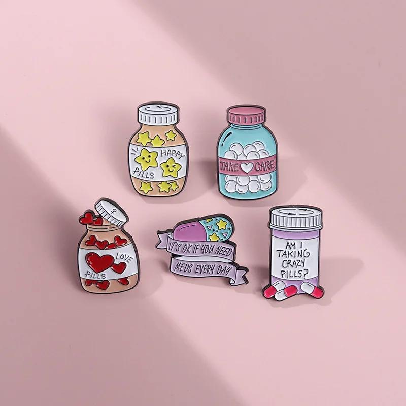 5 Pcs Creative Pill Bottle Brooches for Women Metal Badge Enamel Pin Clothes Bags Accessories
5 Pcs Creative Pill Bottle Brooches for Women Metal Badge Enamel Pin Clothes Bags Accessories