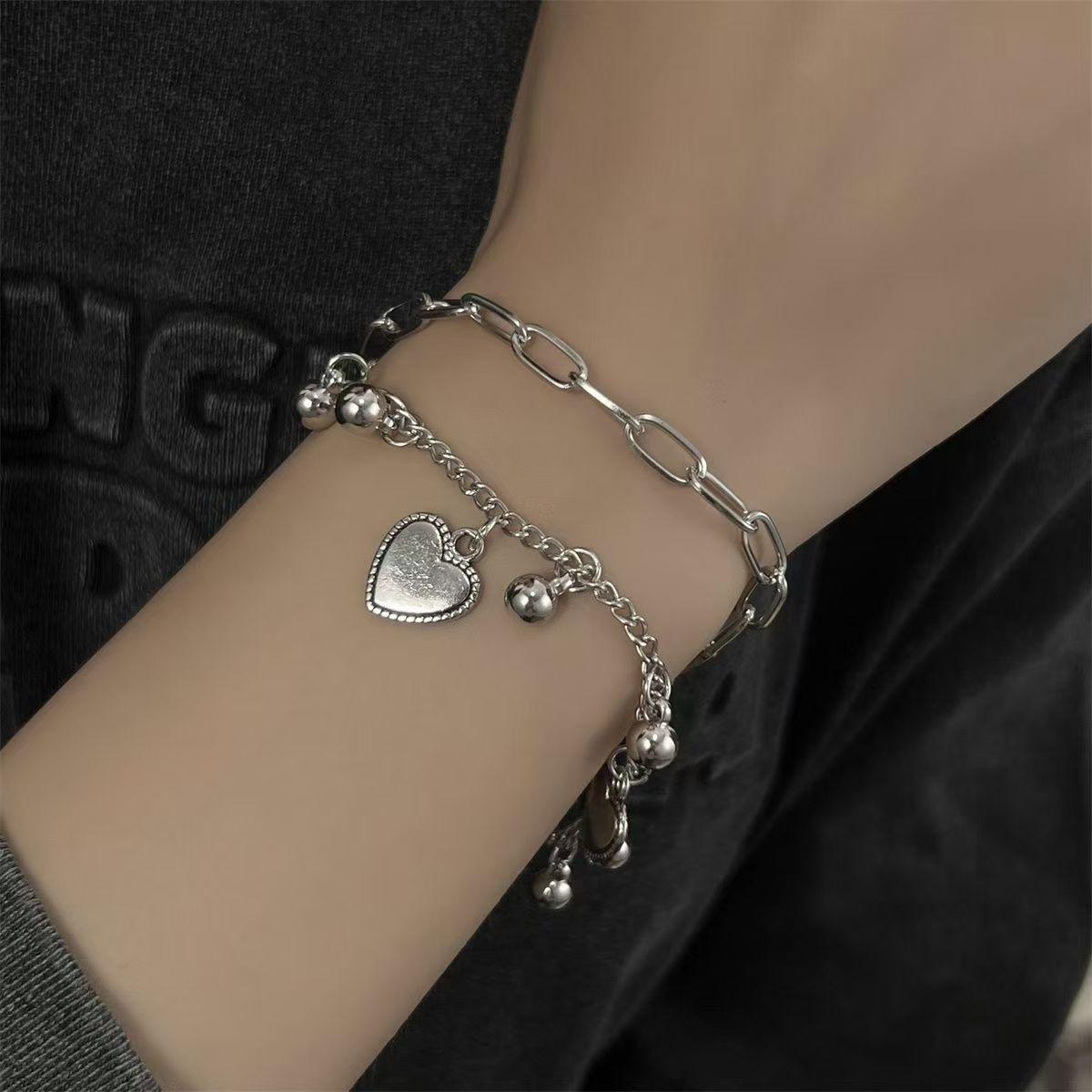 Cool and A! Titanium steel bracelet female ins niche hip hop cold style retro jewelry trendy cool gift accessories Double-layer love bracelet
Cool and A! Titanium steel bracelet female ins niche hip hop cold style retro jewelry trendy cool gift accessories Double-layer love bracelet