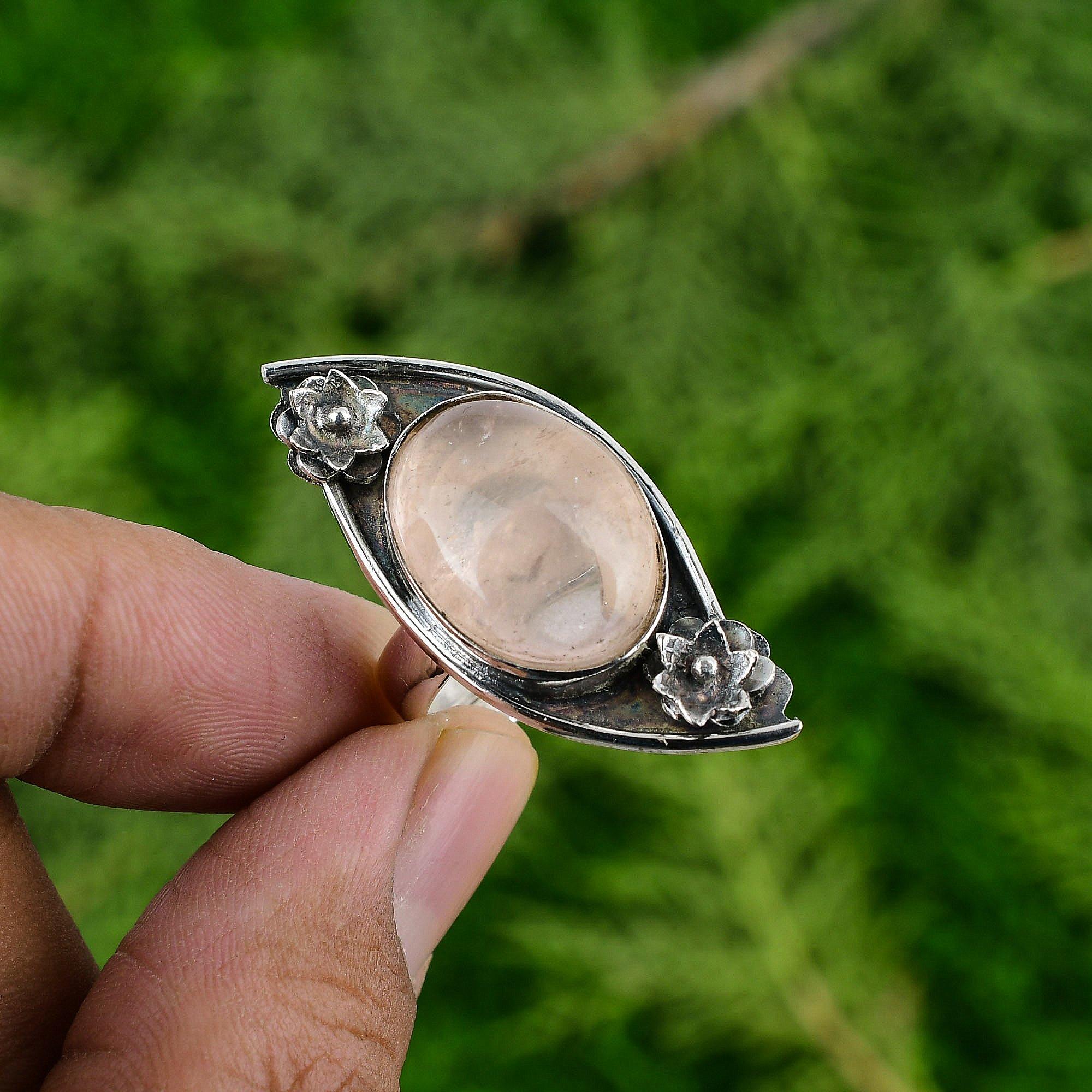 Natural Rose Quartz Gemstone 925 Silver Promise Flower Adjustable Ring For Girls Adjustable
Natural Rose Quartz Gemstone 925 Silver Promise Flower Adjustable Ring For Girls Adjustable