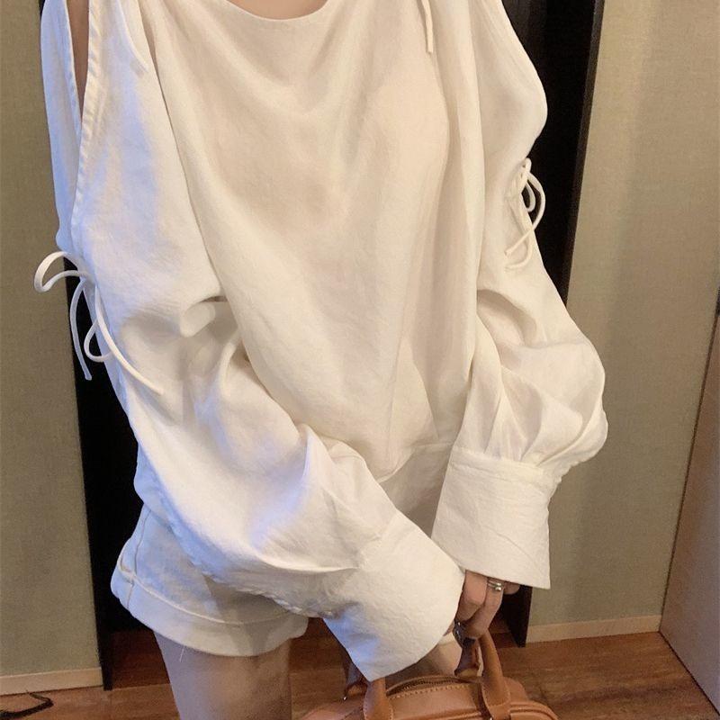 Women s Lace Up Shirt Slash Neck Butterfly Condensation Off Shoulder Famale Shirts Spring Loose Fashionable Ladies Long Sleeved Top One Size білий
Women s Lace Up Shirt Slash Neck Butterfly Condensation Off Shoulder Famale Shirts Spring Loose Fashionable Ladies Long Sleeved Top One Size білий