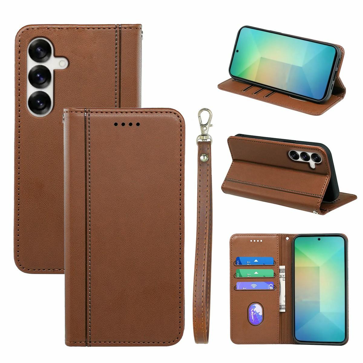 For Samsung Galaxy S26 Wallet Case Magnetic Closing PU Leather Phone Cover with Wrist Strap
For Samsung Galaxy S26 Wallet Case Magnetic Closing PU Leather Phone Cover with Wrist Strap