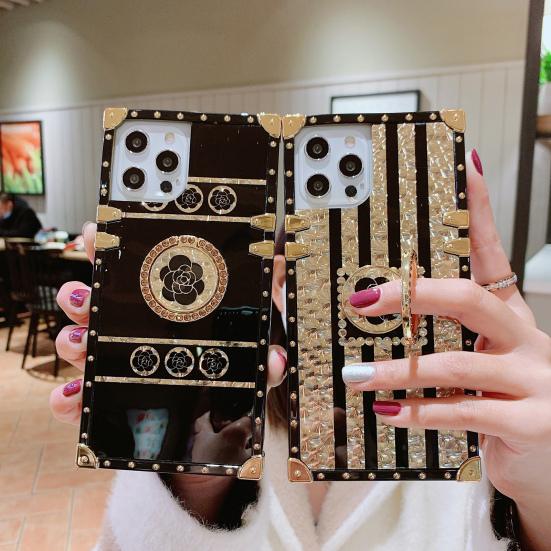Phone Case Vintage Glitter Square Edge Floral Design Metal Cover Bumper Phone Ring with Holder for
Phone Case Vintage Glitter Square Edge Floral Design Metal Cover Bumper Phone Ring with Holder for