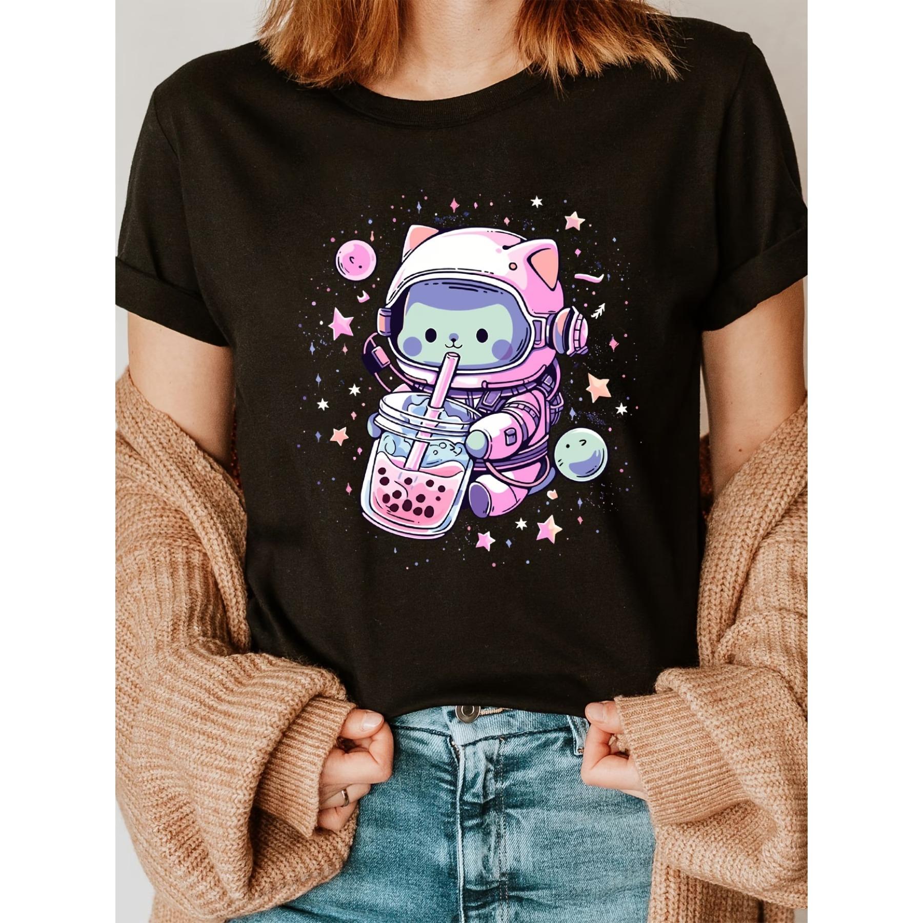 Women s Kawaii Anime Space Astronaut Cat Bubble Boba Tea T-Shirt - Short Sleeve Crew Neck Casual Top with Manga Print for - Summer Spring Outfits S чёрный
Women s Kawaii Anime Space Astronaut Cat Bubble Boba Tea T-Shirt - Short Sleeve Crew Neck Casual Top with Manga Print for - Summer Spring Outfits S чёрный