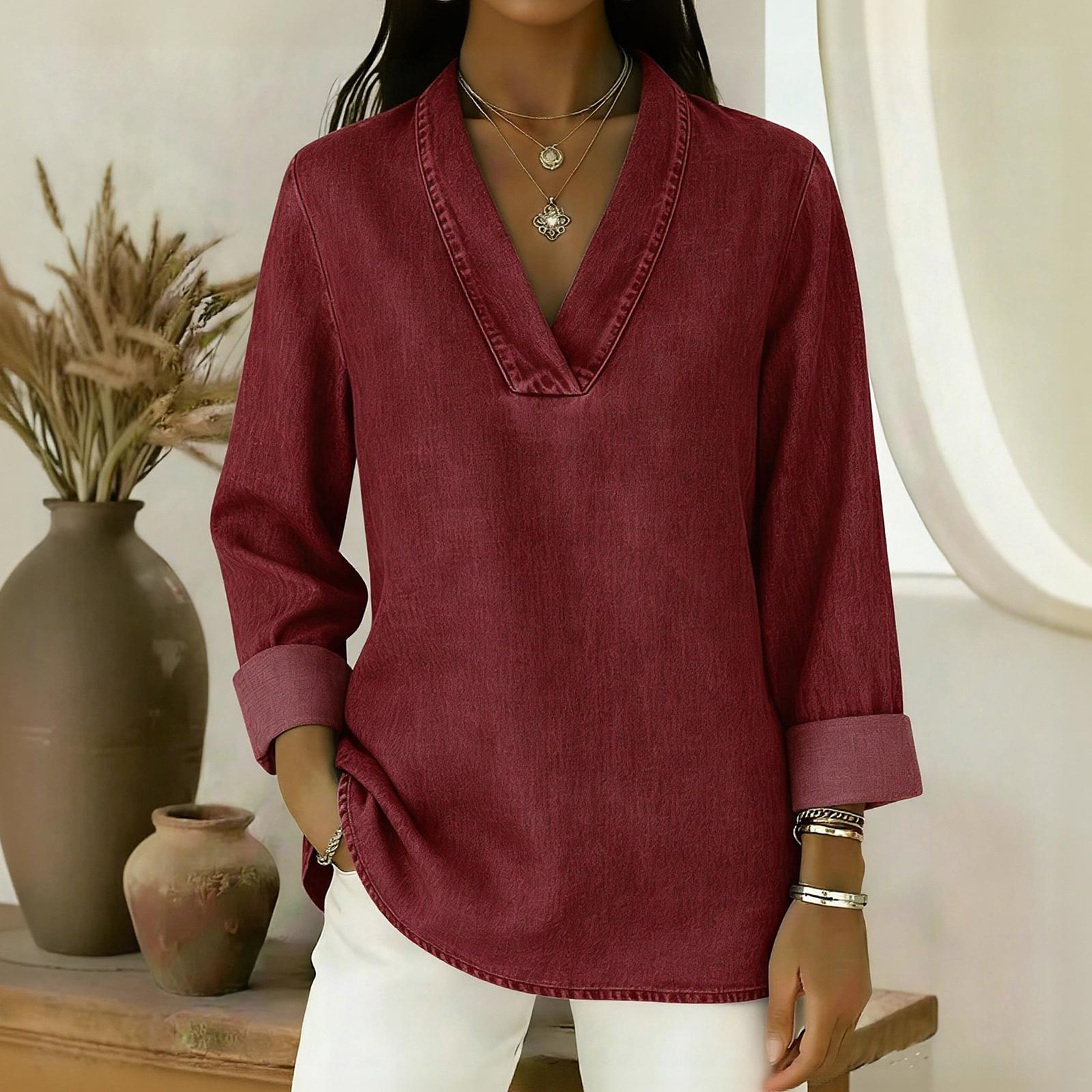 Women s -color Casual Long-sleeved Retro V-neck Shirt Top XL червоний
Women s -color Casual Long-sleeved Retro V-neck Shirt Top XL червоний