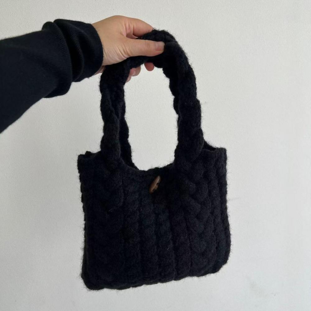 Creative Multicolor Twists Knitted Handbag Soft Cow Horn Button Weave Woolen Bag Large Capacity Cute Knitted Wrist Bag Travel чорний
Creative Multicolor Twists Knitted Handbag Soft Cow Horn Button Weave Woolen Bag Large Capacity Cute Knitted Wrist Bag Travel чорний