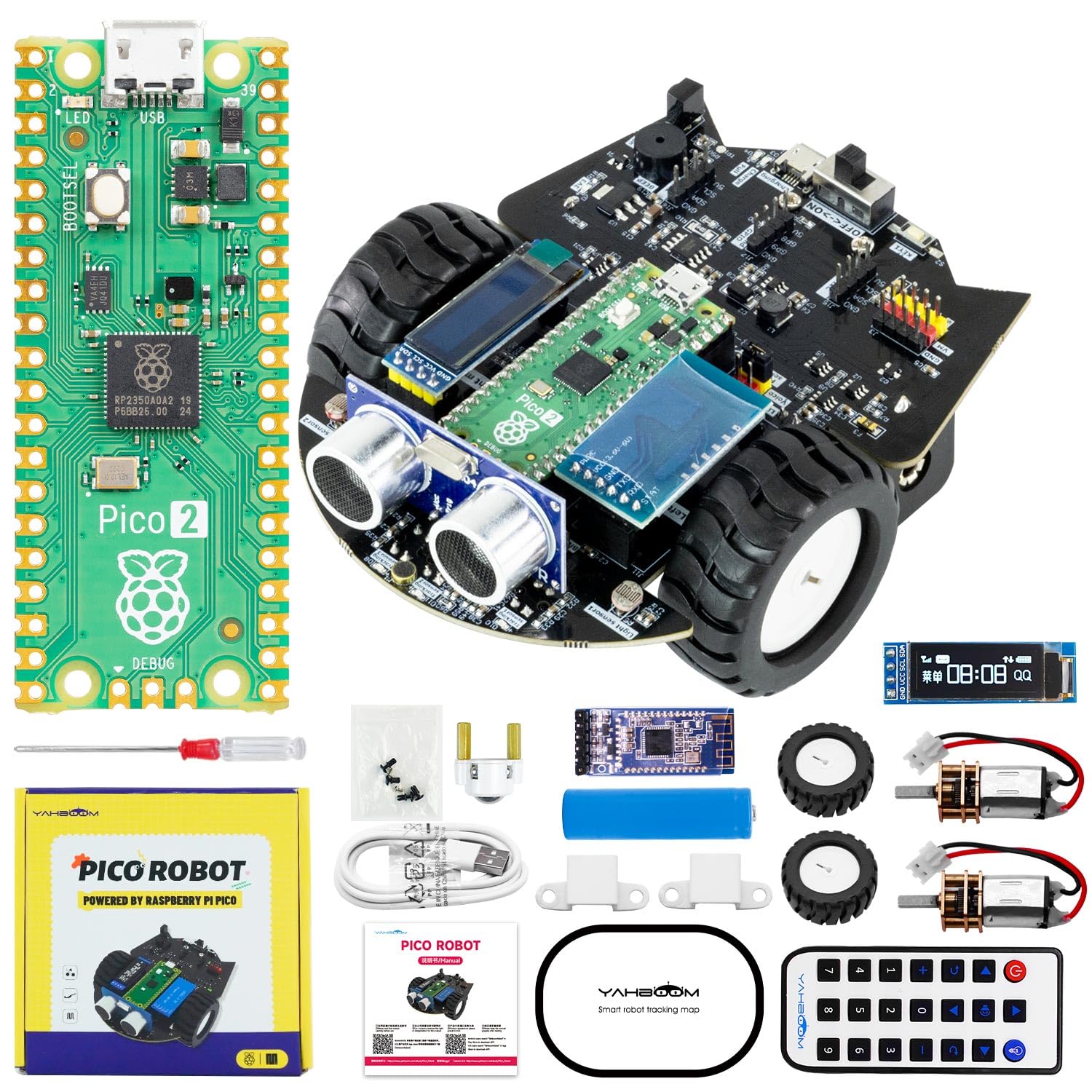 Yahboom Raspberry Pi Pico2 Robot Multifunctional Educational DIY Electric Kit Cruise Barrier Mobile Control Electronic Programming Robot Set Junior
Yahboom Raspberry Pi Pico2 Robot Multifunctional Educational DIY Electric Kit Cruise Barrier Mobile Control Electronic Programming Robot Set Junior