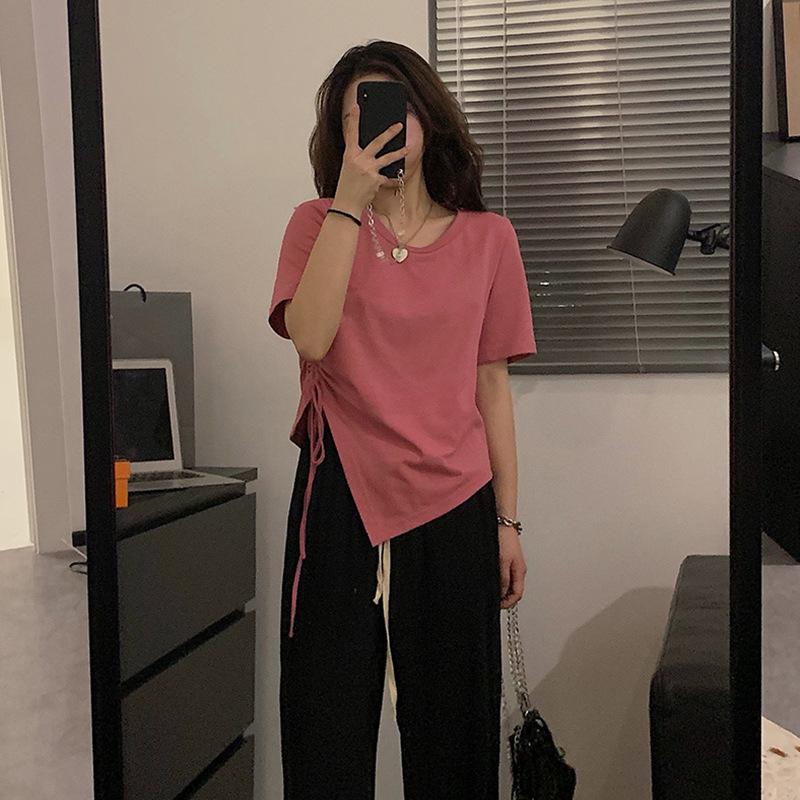 Short T-shirt Women s Summer Short Sleeve New Drawstring Design Niche Irregular High Waist Student Top 2XL рожевий
Short T-shirt Women s Summer Short Sleeve New Drawstring Design Niche Irregular High Waist Student Top 2XL рожевий