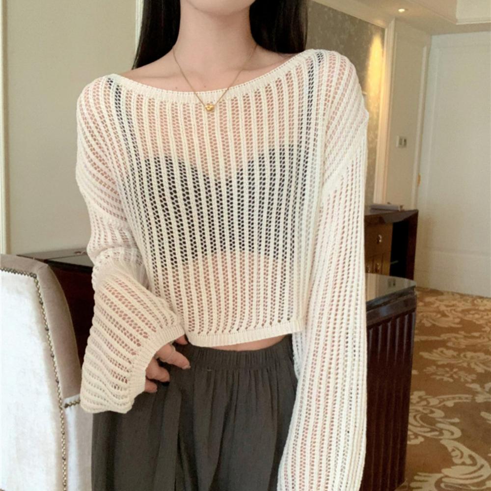 Loose Long Sleeve Crop Top T Shirt Round Neck Shrug Pullover Hollow Knitted Crochet Top Summer чорний
Loose Long Sleeve Crop Top T Shirt Round Neck Shrug Pullover Hollow Knitted Crochet Top Summer чорний