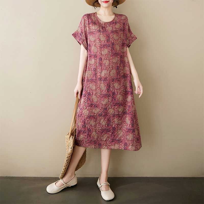 Summer Thin Cotton and Linen Retro Flower Art Over The Knee Dress Temperament Female One size рожевий
Summer Thin Cotton and Linen Retro Flower Art Over The Knee Dress Temperament Female One size рожевий