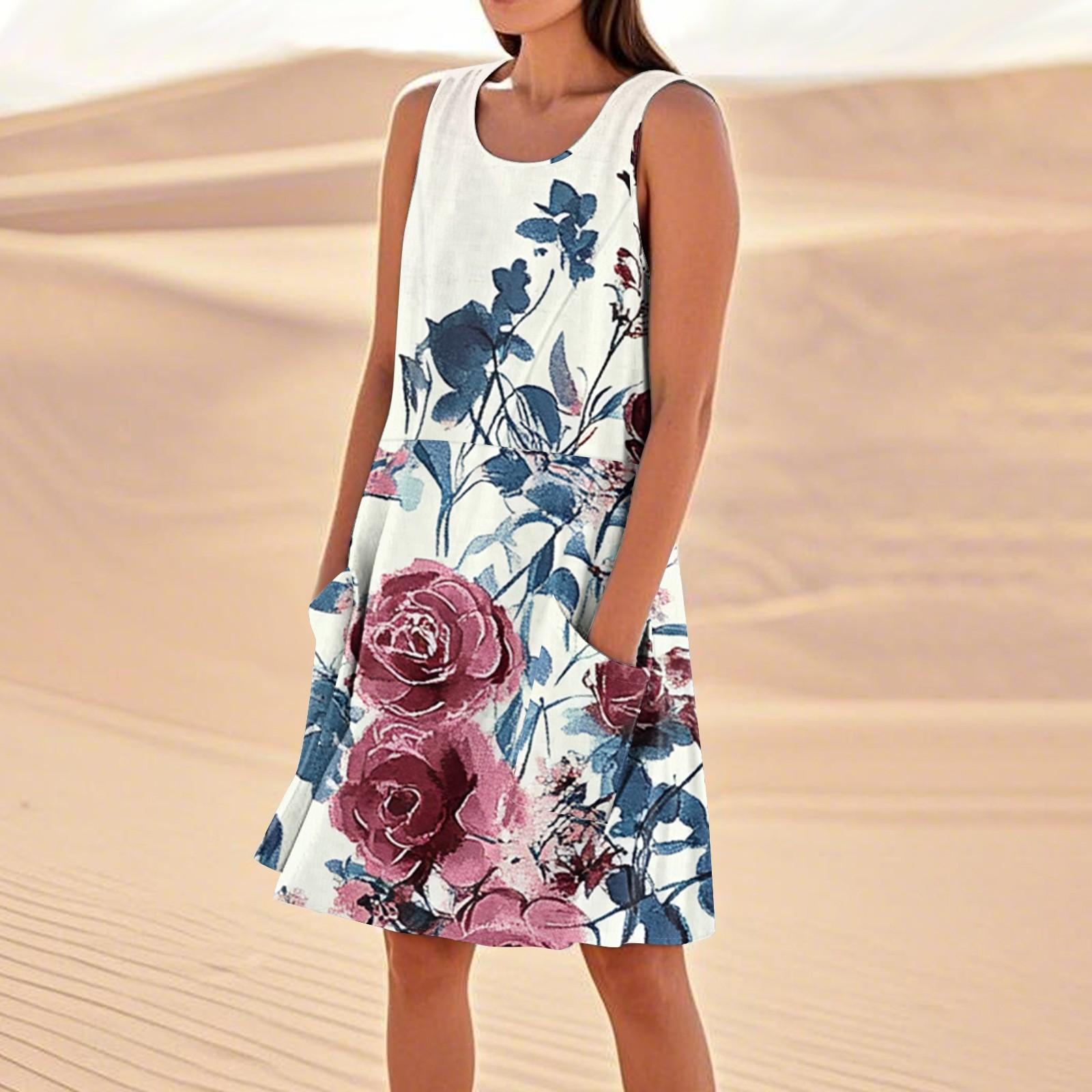 Print Dresses For Women Loose Beach Vacation Casual Sleeveless Sundresses With Pockets Tank Dress XXL
Print Dresses For Women Loose Beach Vacation Casual Sleeveless Sundresses With Pockets Tank Dress XXL