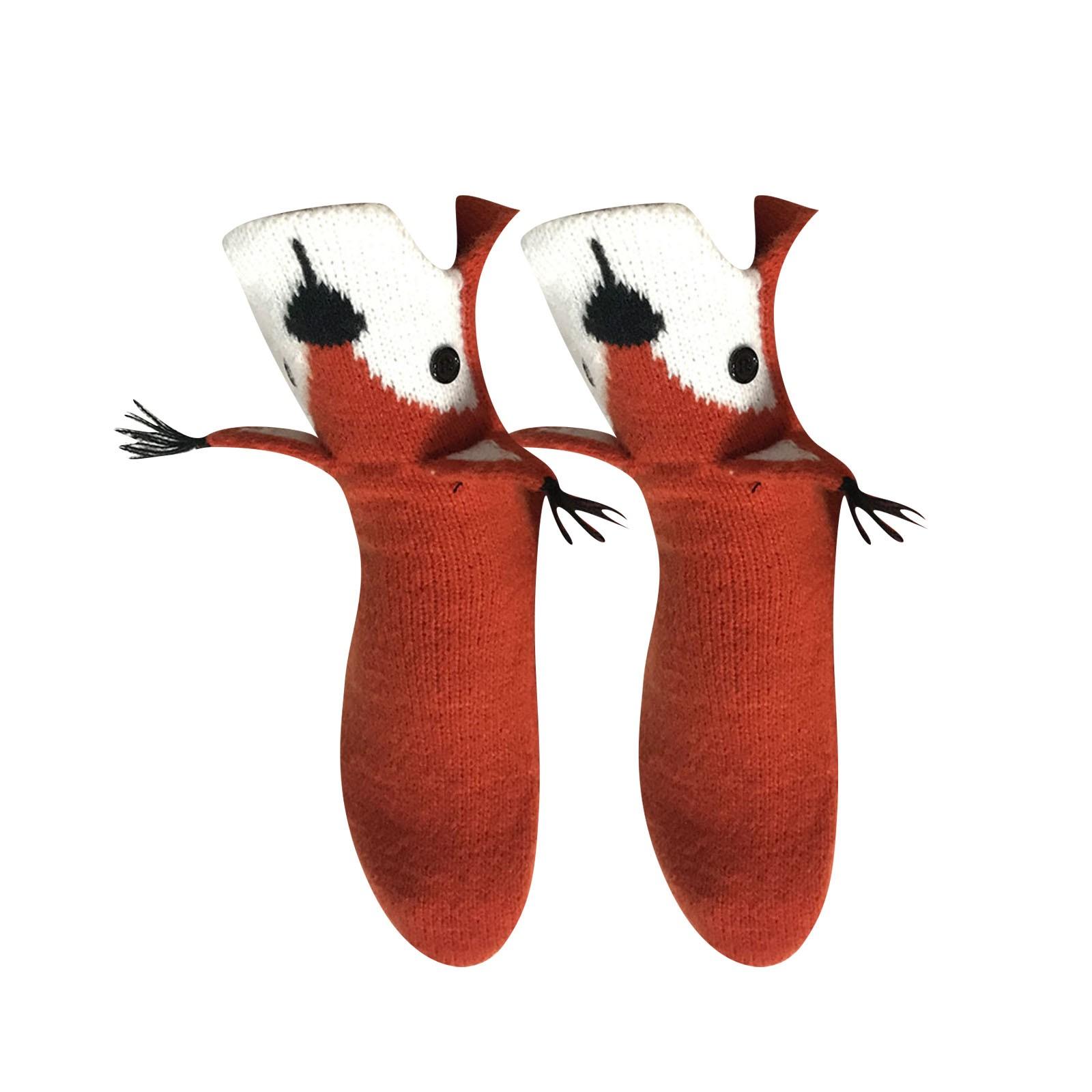 Осенние и зимние носки-тапочки с объемными мультяшными животными, теплые шерстяные носки средней длины для дома One Size