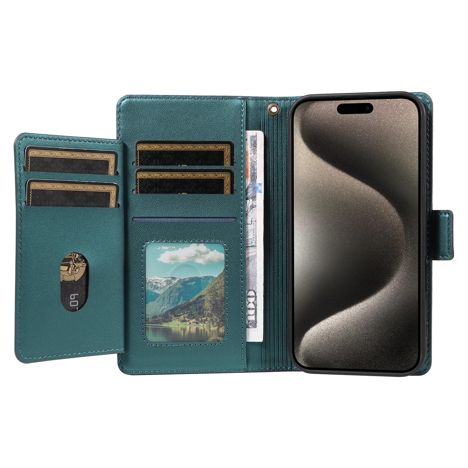 For iPhone 15 Pro Case with Multi-Card Holder and Strap PU Leather Phone Cover Stand Green
For iPhone 15 Pro Case with Multi-Card Holder and Strap PU Leather Phone Cover Stand Green