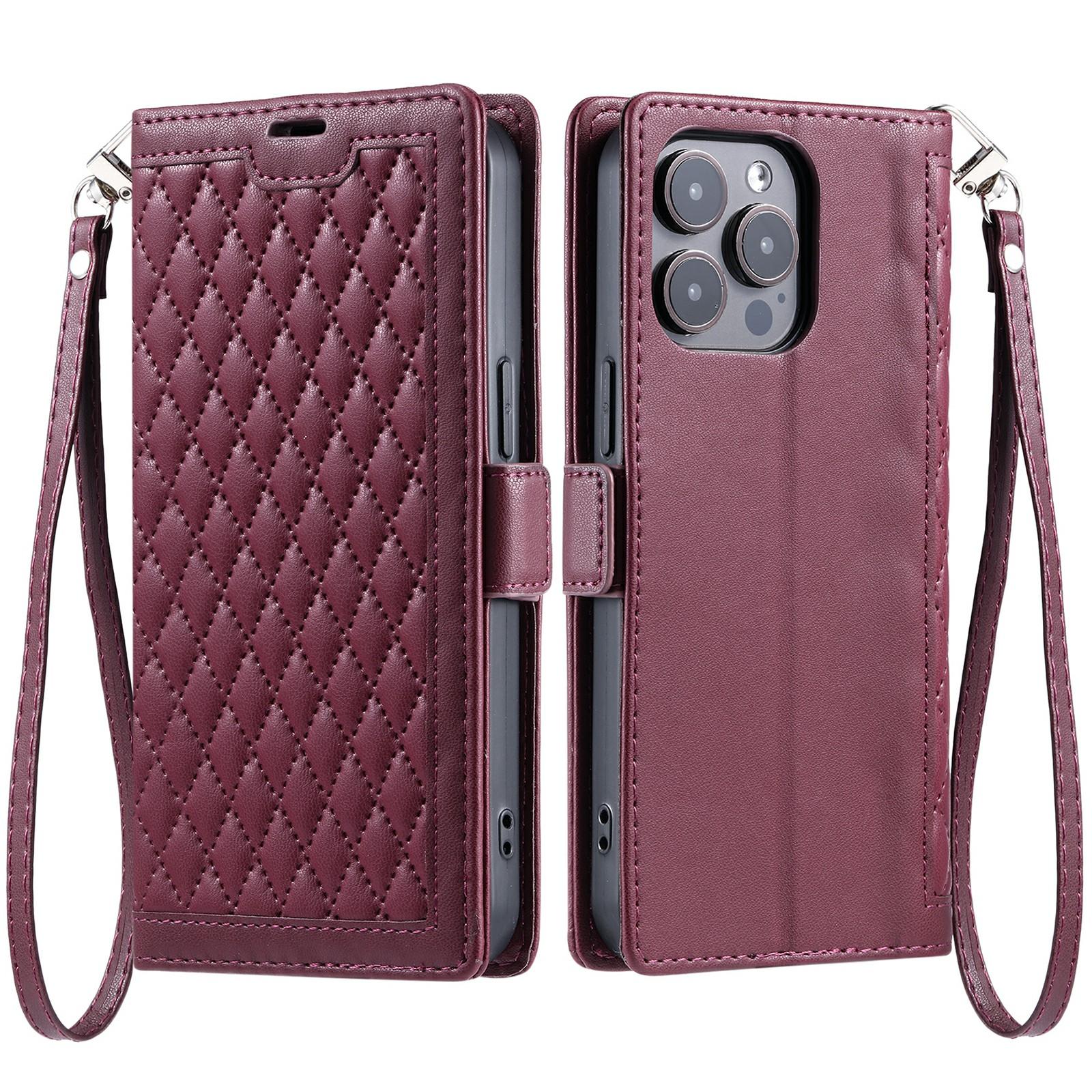 For iPhone 13 Pro Max Leather Case Rhombus Texture Wallet Stand Phone Cover with Wrist Strap D
For iPhone 13 Pro Max Leather Case Rhombus Texture Wallet Stand Phone Cover with Wrist Strap D