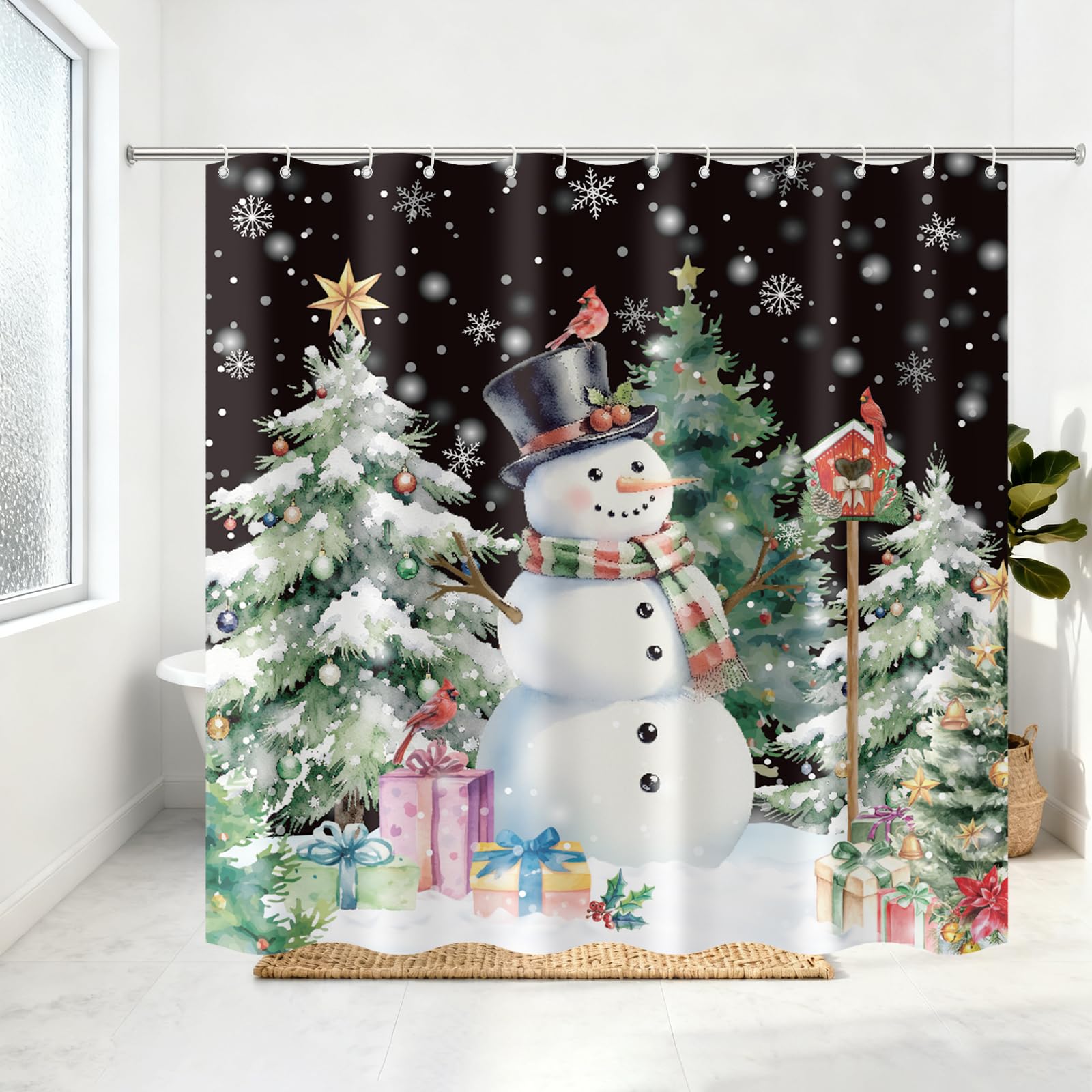 Vikama Christmas Snowman Jolly Santa Reindeer Decorative Shower Curtain Waterproof Fabric Bathroom Made Of Polyester Washable Washroom Ready W100*H70(CM)-Hooks&2PCS
Vikama Christmas Snowman Jolly Santa Reindeer Decorative Shower Curtain Waterproof Fabric Bathroom Made Of Polyester Washable Washroom Ready W100*H70(CM)-Hooks&2PCS