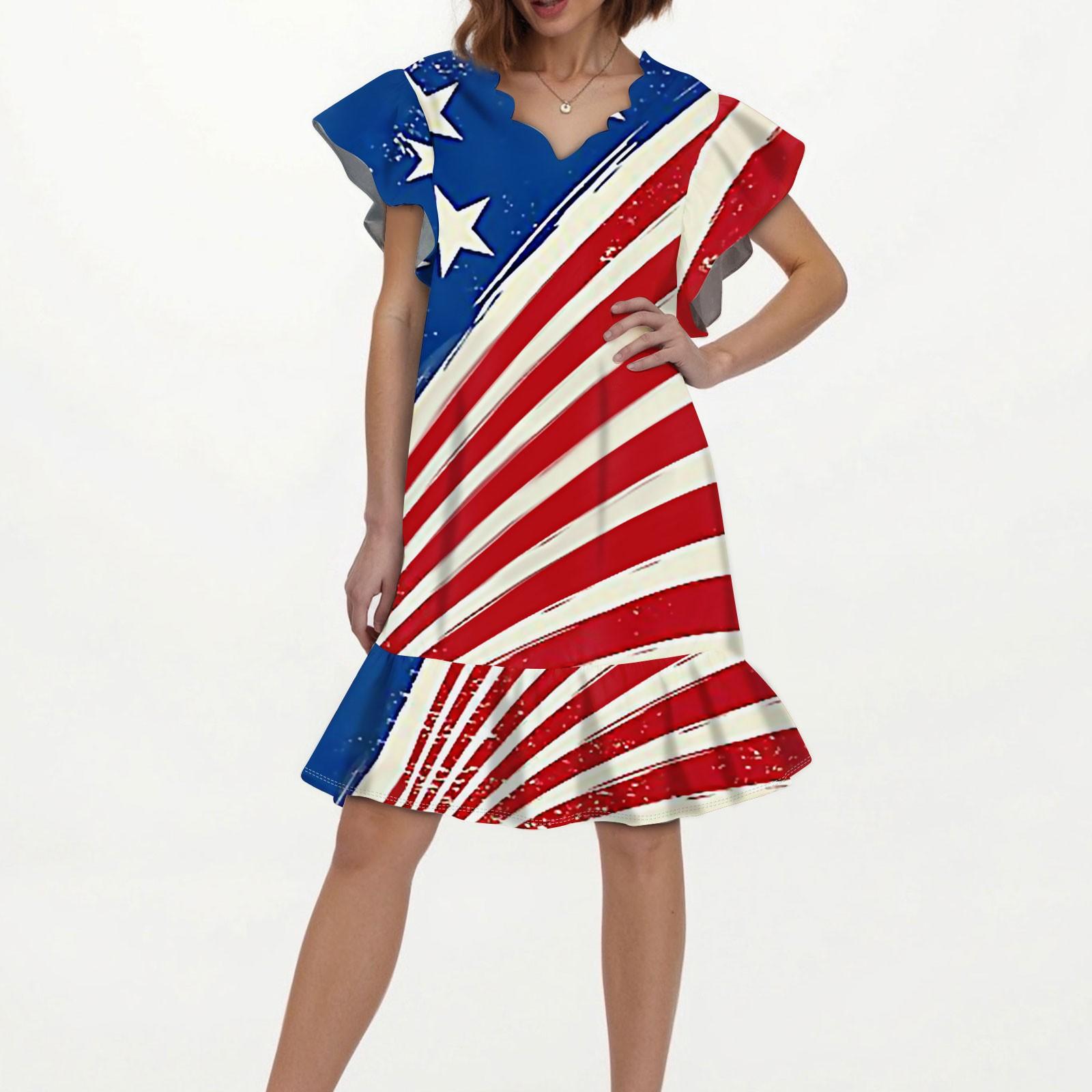 Women s Fashion Casual V Neck Wavy Edge Independence Day Print Short Sleeve Dress XL винний
Women s Fashion Casual V Neck Wavy Edge Independence Day Print Short Sleeve Dress XL винний