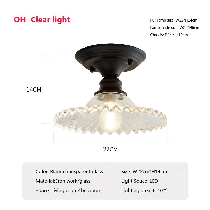 Ретро стеклянный потолочный светильник с одной головкой, стеклянная крышка, освещение прохода, спальни, коридора, лестницы, балкона, креативное декоративное освещение Warm white