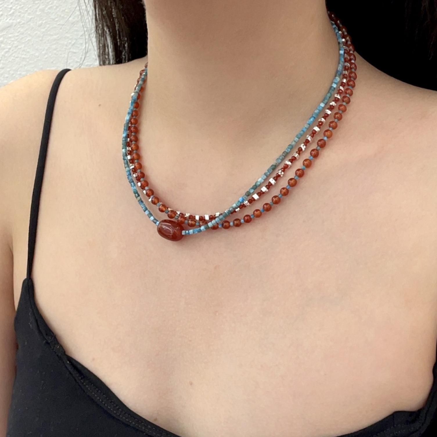 S925 Sterling Silver Red Agate Apatite Beaded Necklace: Original, Fashionable, Versatile.
S925 Sterling Silver Red Agate Apatite Beaded Necklace: Original, Fashionable, Versatile.