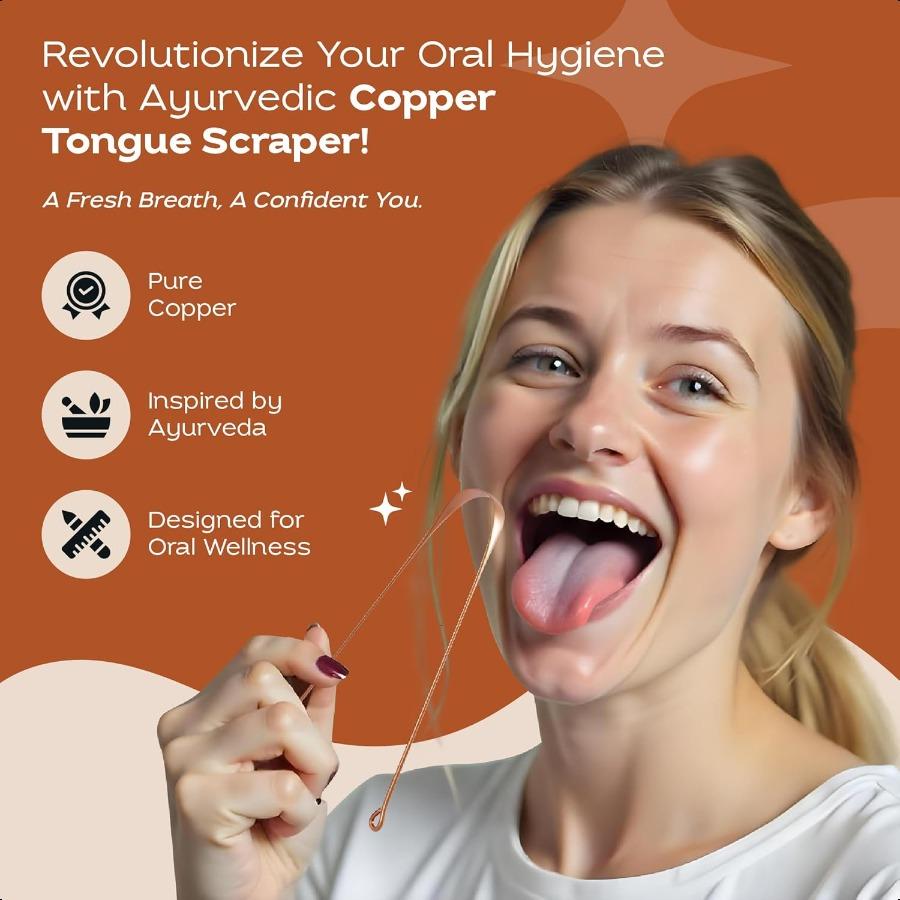 100% Чистая Медь Улучшенный Очиститель Языка для Более Свежего Дыхания Многоразовый Металлический Скребок для Языка для Взрослых и Сверхпрочный Язык C United States