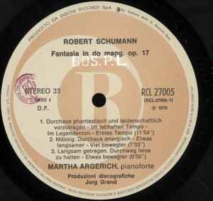 LP Record MARTHA ARGERICH Schumann Fantasy In C Op. 17 Fa RCL27005 RICORDI 1976 Italy Classical Used
LP Record MARTHA ARGERICH Schumann Fantasy In C Op. 17 Fa RCL27005 RICORDI 1976 Italy Classical Used
