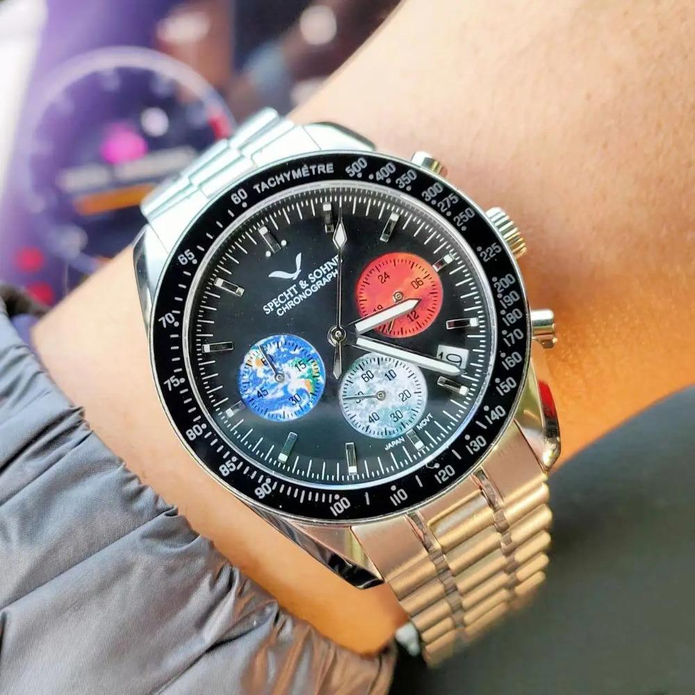 Мужские часы Specht & Sohne Moonwatch Japan VK63, аналоговый хронограф, водонепроницаемые часы из нержавеющей стали с сапфировым стеклом Relogio Masculino
Мужские часы Specht & Sohne Moonwatch Japan VK63, аналоговый хронограф, водонепроницаемые часы из нержавеющей стали с сапфировым стеклом Relogio Masculino