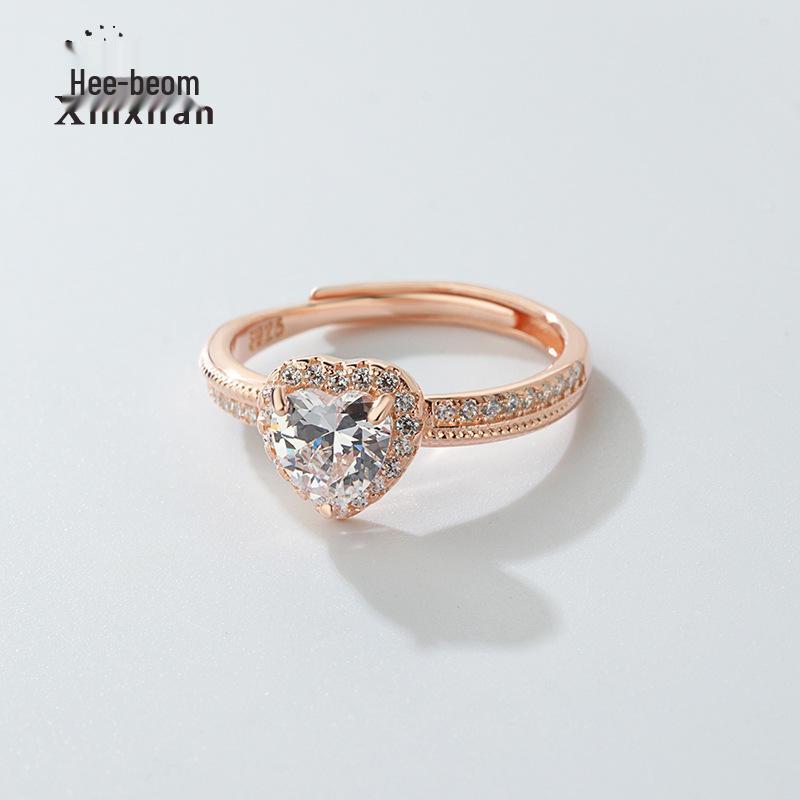 925 Sterling Silver Heart-Shaped Zircon Ring, Eight Hearts & Arrows, Korean-Inspired, Princess-Style for Women Platinum Color - 925 Sterling Silver
925 Sterling Silver Heart-Shaped Zircon Ring, Eight Hearts & Arrows, Korean-Inspired, Princess-Style for Women Platinum Color - 925 Sterling Silver