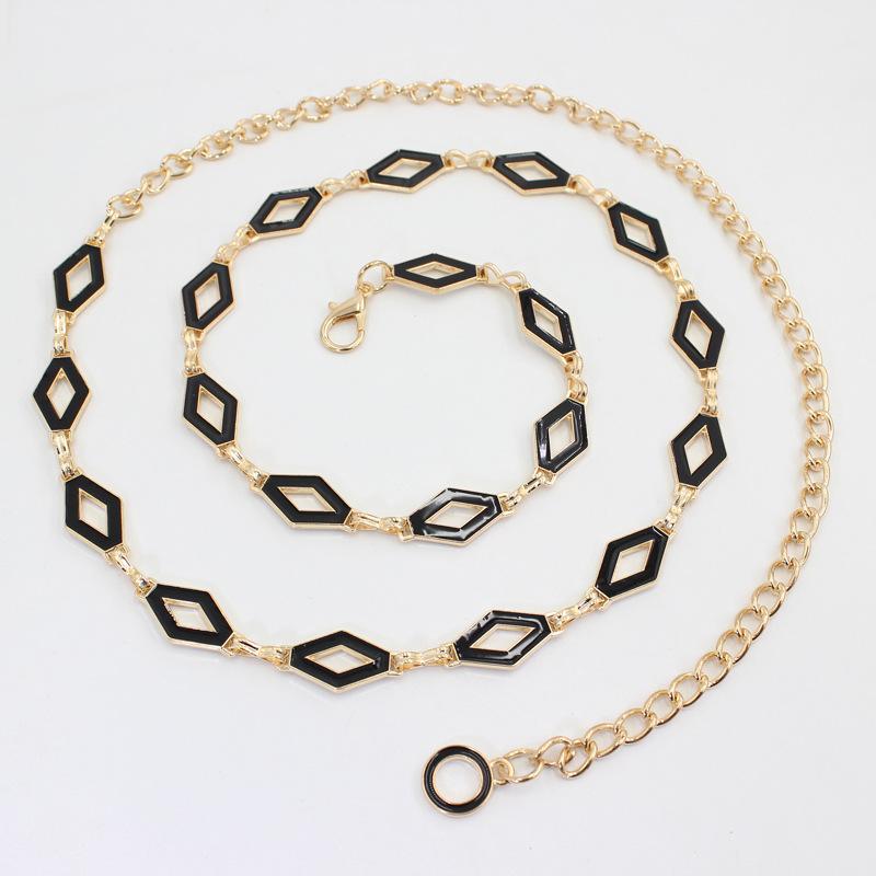 Waist chain - women s ins style black and white reversible chain - cinched waist decorative belt
Waist chain - women s ins style black and white reversible chain - cinched waist decorative belt