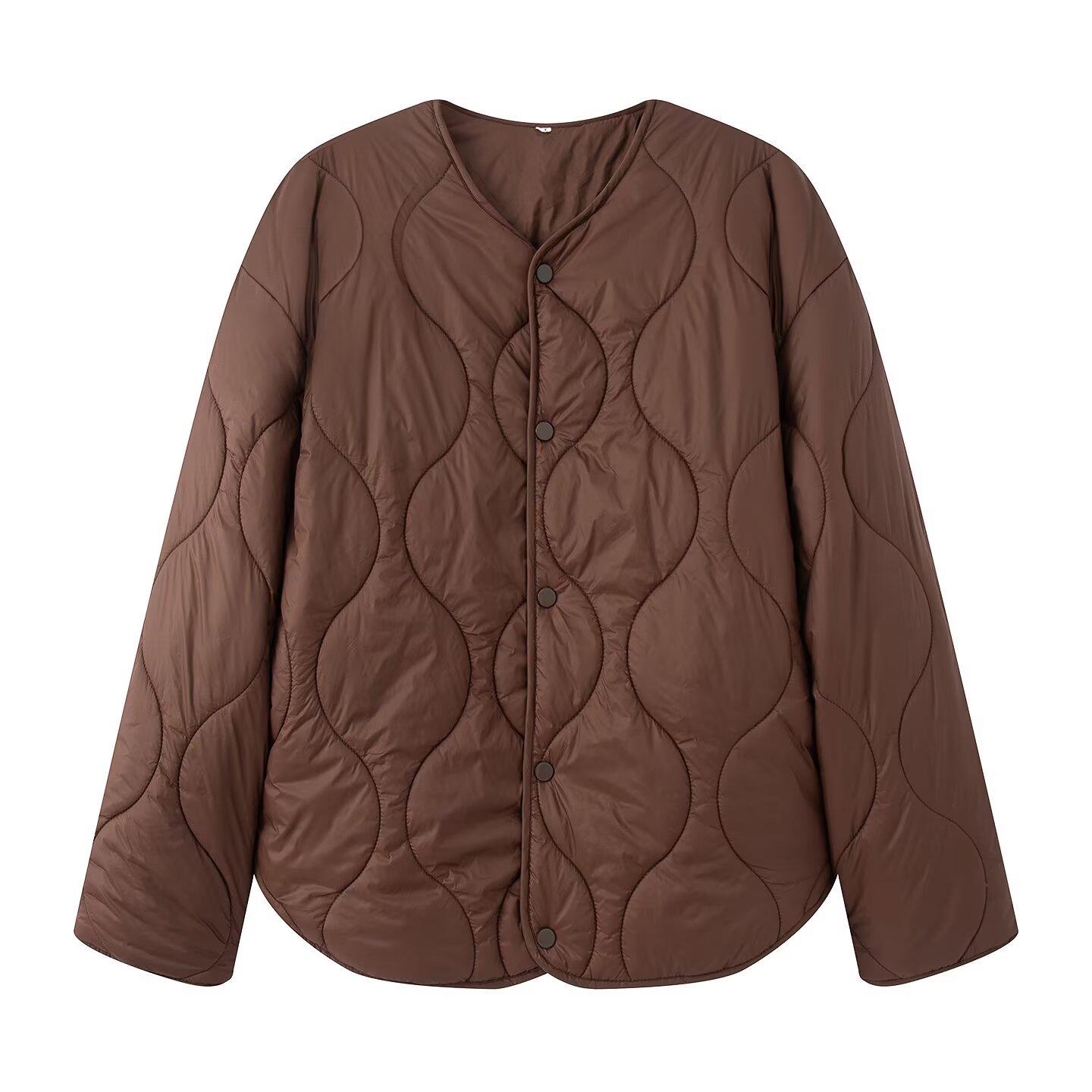 Autumn/Winter Round Neck Diamond Pattern Cotton Padded Jacket M темно-коричневого
Autumn/Winter Round Neck Diamond Pattern Cotton Padded Jacket M темно-коричневого