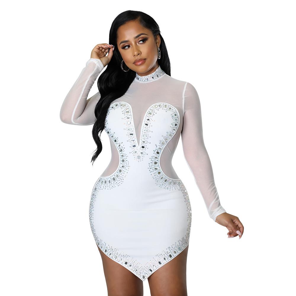 Women s Rhinestone Mesh See-through Long Sleeve Irregular Dress - Summer Collection M білий
Women s Rhinestone Mesh See-through Long Sleeve Irregular Dress - Summer Collection M білий