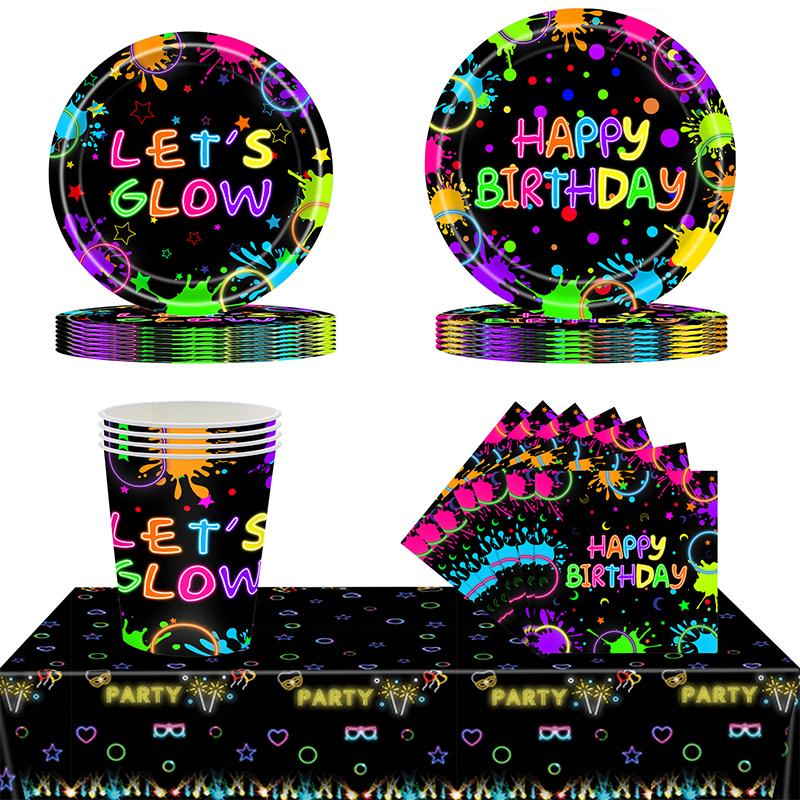 Let's Glow, бумажные тарелки для дня рождения, товары для вечеринок, неоновая посуда для выпускного вечера, светящаяся тема, новинка
Let's Glow, бумажные тарелки для дня рождения, товары для вечеринок, неоновая посуда для выпускного вечера, светящаяся тема, новинка