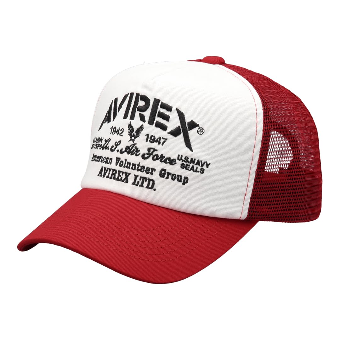 AVIREX Men s Mesh Cap Brand Logo Hat American Casual Military AVIREX Foam Front Trucker Stylish Red
AVIREX Men s Mesh Cap Brand Logo Hat American Casual Military AVIREX Foam Front Trucker Stylish Red