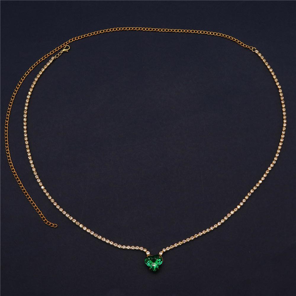 European And American Jewelry, Fashionable Super Flash Rhinestone Single-Layer Waist Chain, Exquisite Green Heart-Shaped Versatile Body Chain
European And American Jewelry, Fashionable Super Flash Rhinestone Single-Layer Waist Chain, Exquisite Green Heart-Shaped Versatile Body Chain