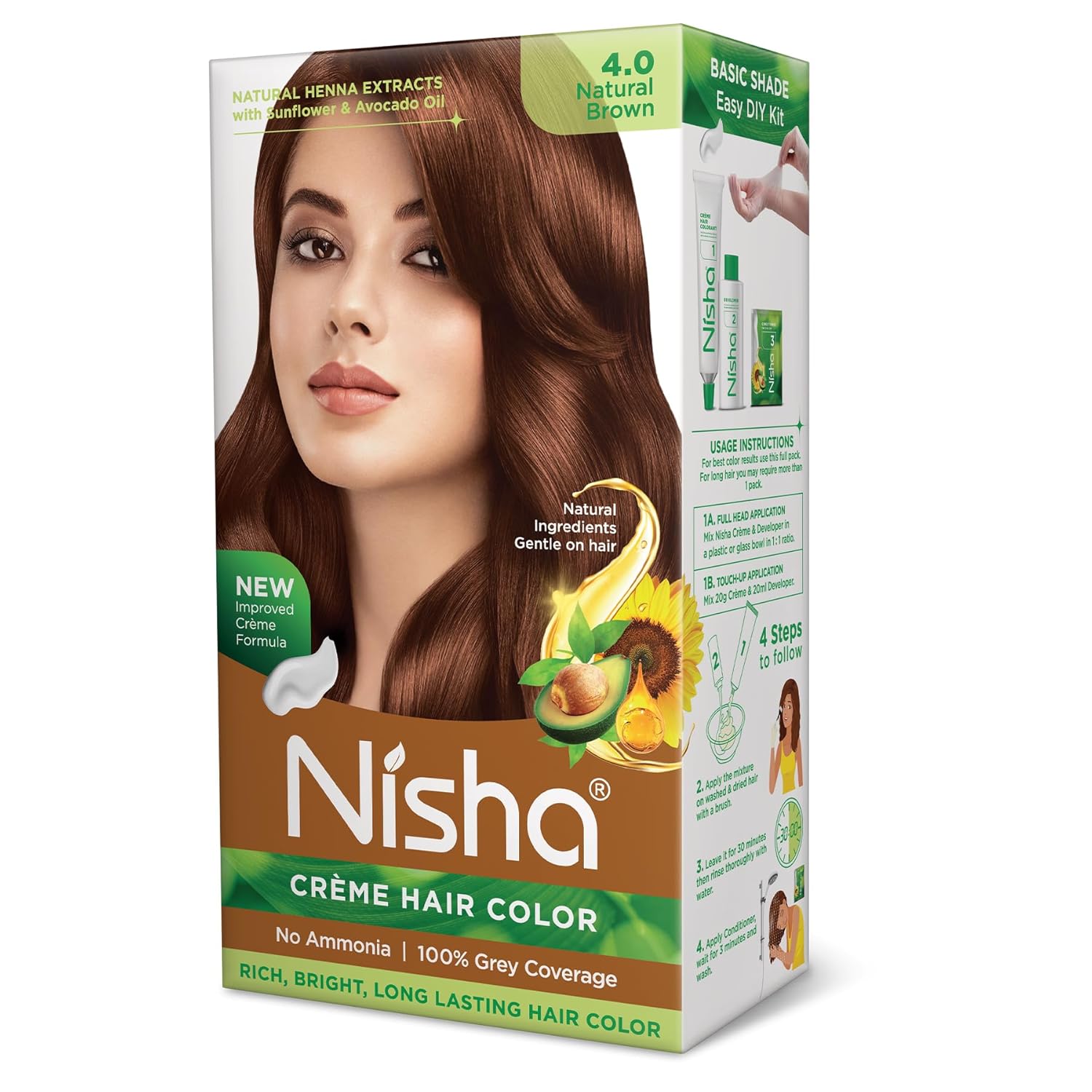 Nisha Permanent Hair Colour Creme Natural Brown Pack of 1 | Rich, Long-Lasting Grey Coverage, Silky Shine Hair Dye 120G
Nisha Permanent Hair Colour Creme Natural Brown Pack of 1 | Rich, Long-Lasting Grey Coverage, Silky Shine Hair Dye 120G