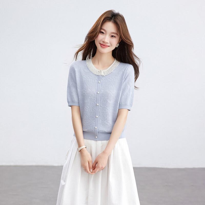 Srcr Women s Silk Blend Jacquard Knit Short Sleeve T-Shirt M
Srcr Women s Silk Blend Jacquard Knit Short Sleeve T-Shirt M