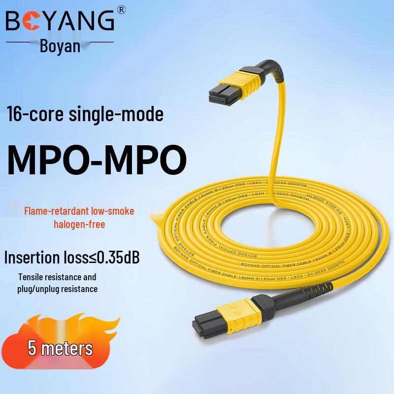 BOYANG 16-Core MPO/APC Single Mode Fiber Optic Patch Cable
BOYANG 16-Core MPO/APC Single Mode Fiber Optic Patch Cable