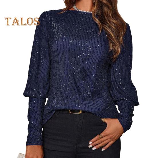 Женские топы с круглым вырезом и длинными рукавами, свободный крой, блестящие пайетки, эластичная повседневная блузка 2XL синий
Женские топы с круглым вырезом и длинными рукавами, свободный крой, блестящие пайетки, эластичная повседневная блузка 2XL синий